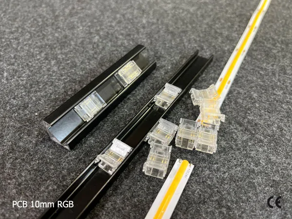 4 pin KONEKTOR pro RGB COB & SMD LED pásky, typ: LED pásek ↔ LED pásek, PCB 10mm
