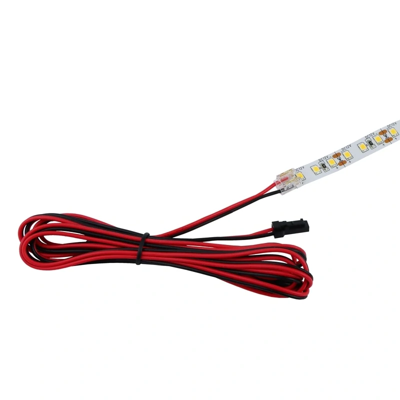 Univerzální krimpovací KONEKTOR pro MONO COB & SMD LED pásky, PCB 8-10mm + konektor JST-M samec + 2m kabel, černý