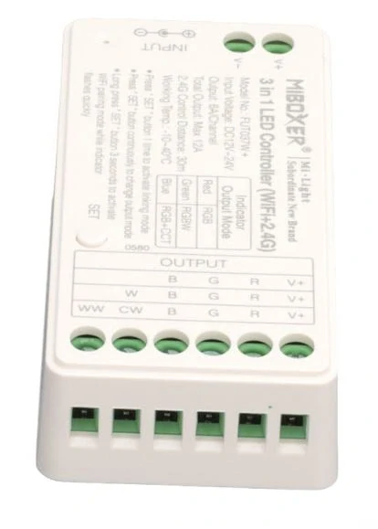 WiFi řídící jednotka (3v1) FUT037W+ MiBOXER pro RGB, RGBW a RGB+CCT LED pásky, 12V-48V, 12A, TUYA, WIFI