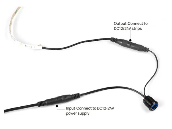DOTYKOVÝ LED SPÍNAČ / STMÍVAČ ZAPUŠTĚNÝ - 12V/24V - ČERNÝ