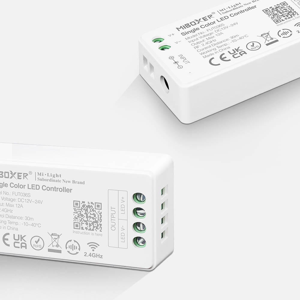 Řídící jednotka FUT036S Mi.Light MiBOXER pro jednobarevné LED pásky, RF 2,4 GHz, 12V-24V, 12A
