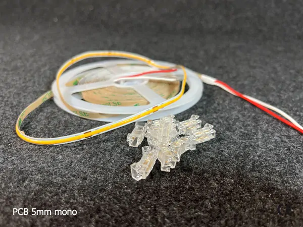 2 pin KONEKTOR pro MONO COB & SMD LED pásky, typ: LED pásek ↔ LED pásek, PCB 5mm