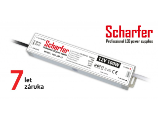 Profesionální napájecí zdroj Scharfer pro LED osvětlení, 12V | 100W | 8,33A | IP67