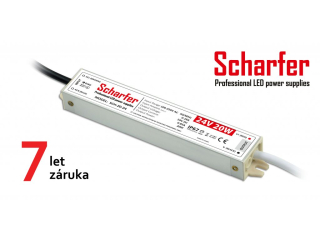 Profesionální napájecí zdroj Scharfer pro LED osvětlení, 24V | 20W | 0,83A | IP67
