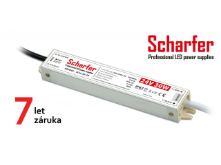 Profesionální napájecí zdroj Scharfer pro LED osvětlení, 24V | 30W | 1,25A | IP67