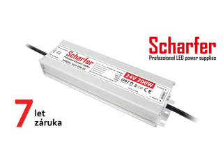 Profesionální napájecí zdroj Scharfer pro LED osvětlení, 24V | 200W | 8,33A | IP67