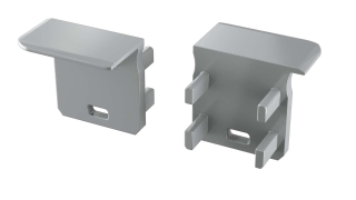 PVC koncové záslepky do LED profilu J, šedé