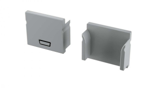 PVC koncové záslepky do LED profilu RUNO, šedé